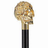 Italian Luxury: Skull with Roses Cane, 24K Gold Plated Alpaca Silver Walking Sticks - Tophatter Daily Deals