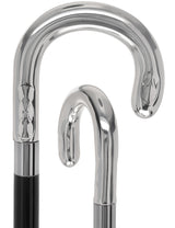 Italian Luxury Silver U Curve Handle Walking Stick Elegant Design Alpaca Silver Walking Sticks - Tophatter Daily Deals