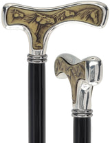Italian Luxury Walking Stick in Silver with Intricate Horse Handle : Elegant Design Alpaca Silver Walking Sticks - Tophatter Daily Deals