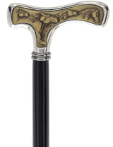 Italian Luxury Walking Stick in Silver with Intricate Horse Handle : Elegant Design Alpaca Silver Walking Sticks - Tophatter Daily Deals