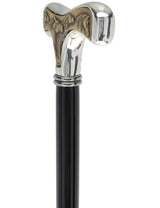 Italian Luxury Walking Stick in Silver with Intricate Horse Handle : Elegant Design Alpaca Silver Walking Sticks - Tophatter Daily Deals