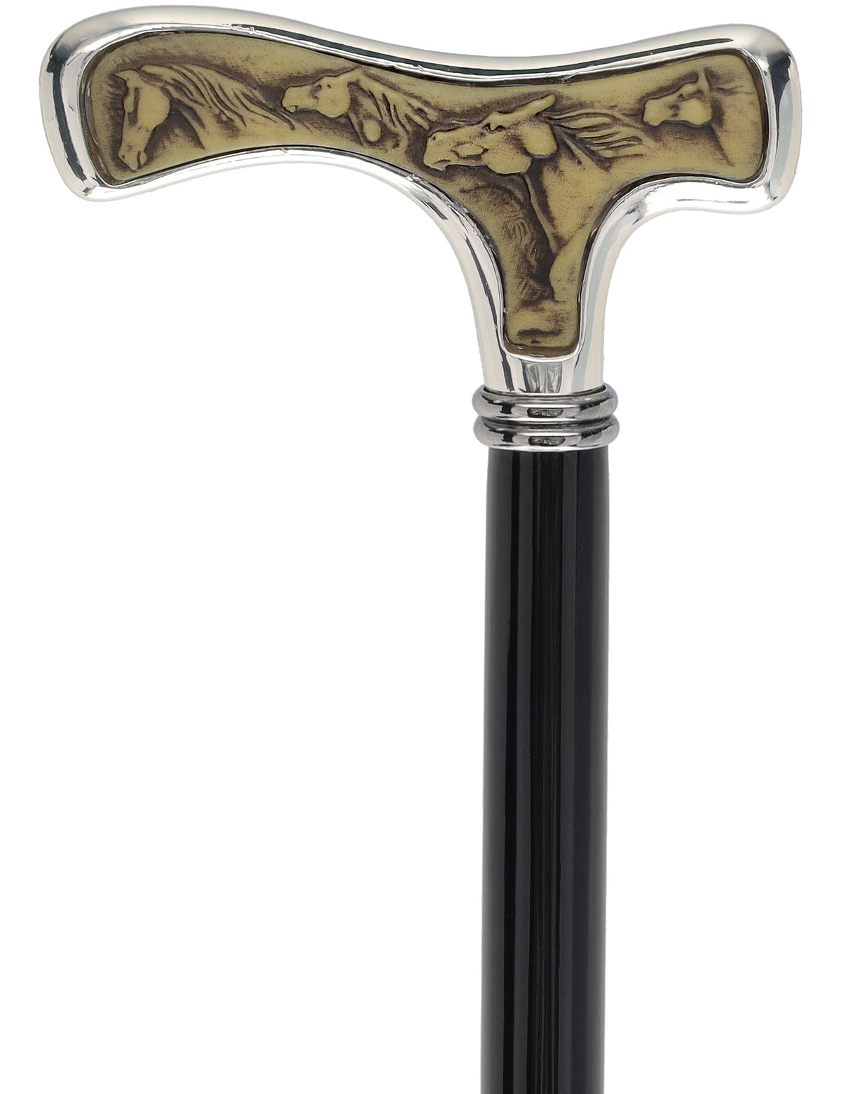 Italian Luxury Walking Stick in Silver with Intricate Horse Handle : Elegant Design Alpaca Silver Walking Sticks - Tophatter Daily Deals