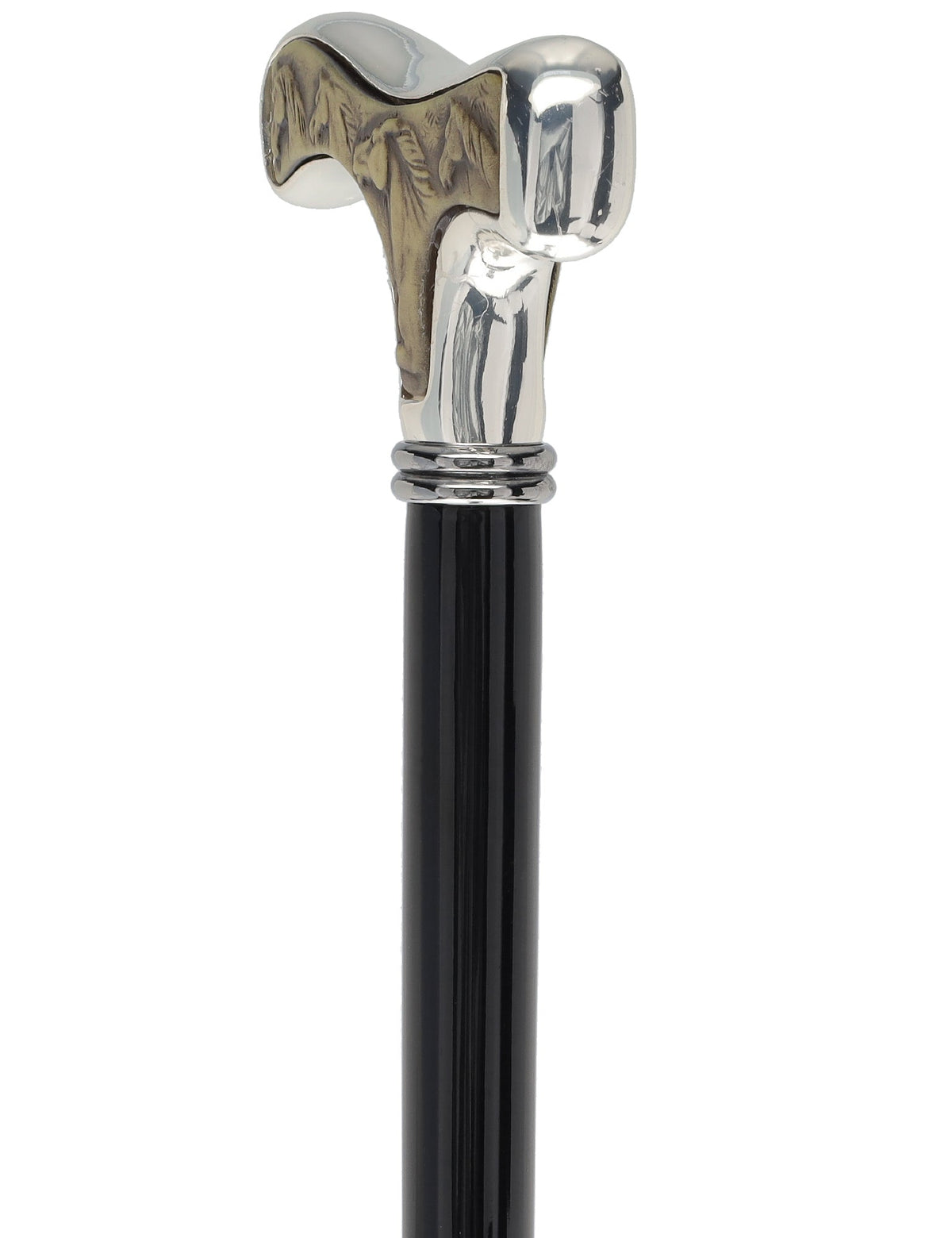 Italian Luxury Walking Stick in Silver with Intricate Horse Handle : Elegant Design Alpaca Silver Walking Sticks - Tophatter Daily Deals