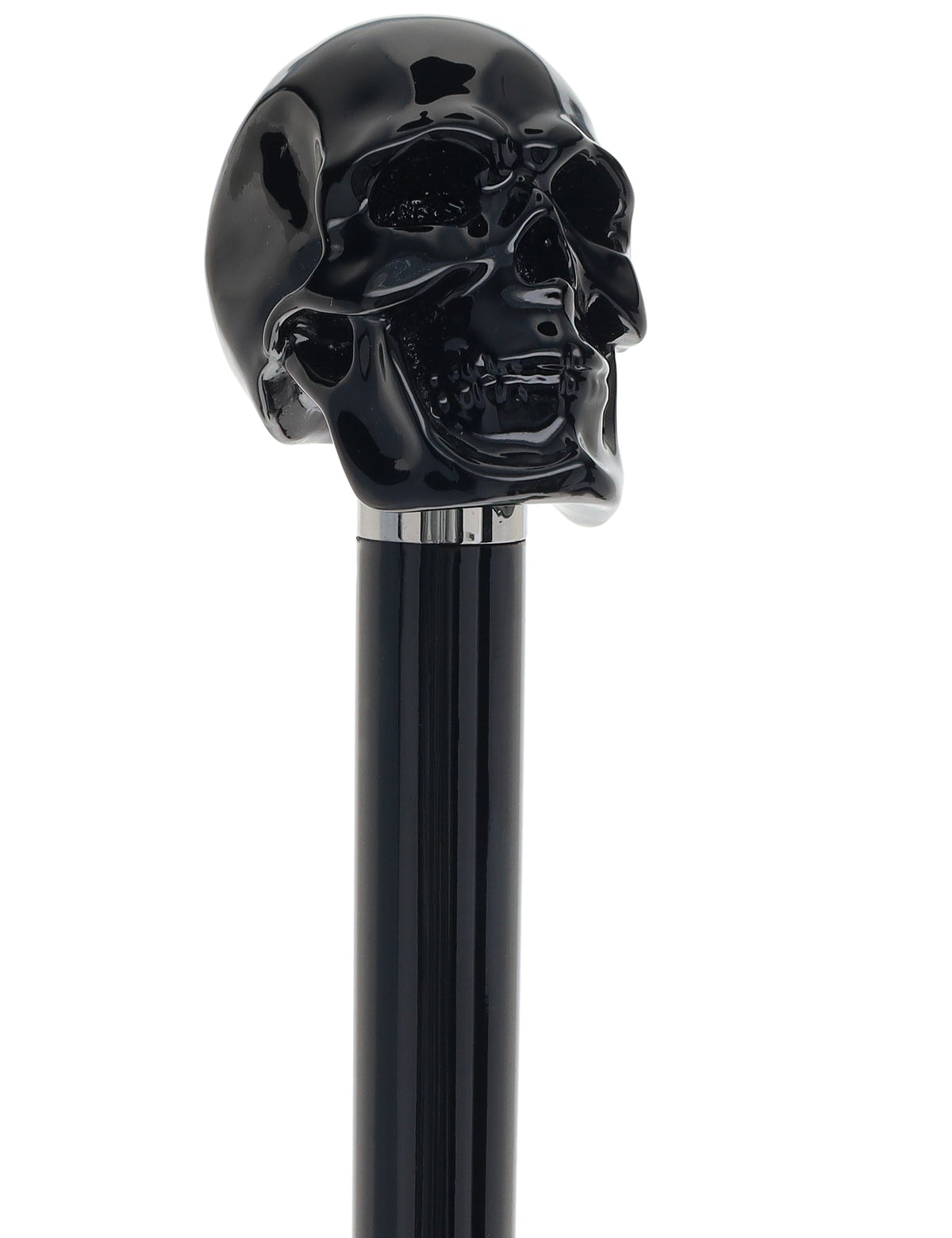 Gothic Elegance Skull Head Walking Stick with Beech wood shaft Alpaca Silver Walking Sticks - Tophatter Daily Deals