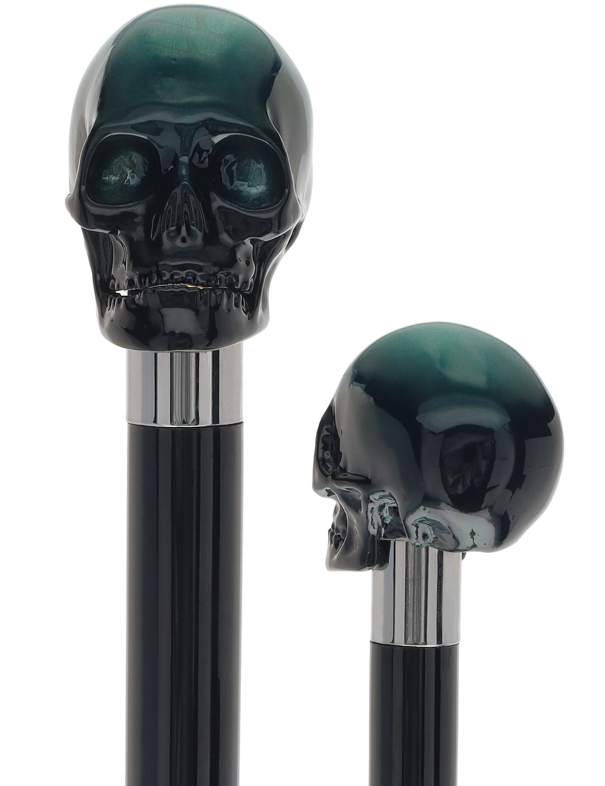 Mystic Emerald Skull Head Walking Stick with Beech wood shaft Alpaca Silver Walking Sticks - Tophatter Daily Deals