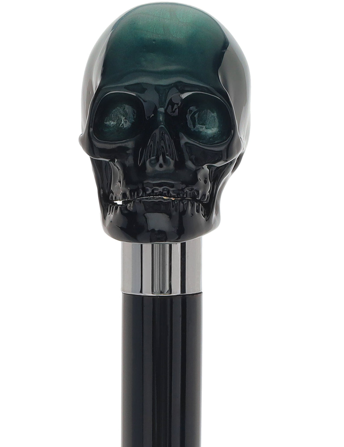Mystic Emerald Skull Head Walking Stick with Beech wood shaft Alpaca Silver Walking Sticks - Tophatter Daily Deals