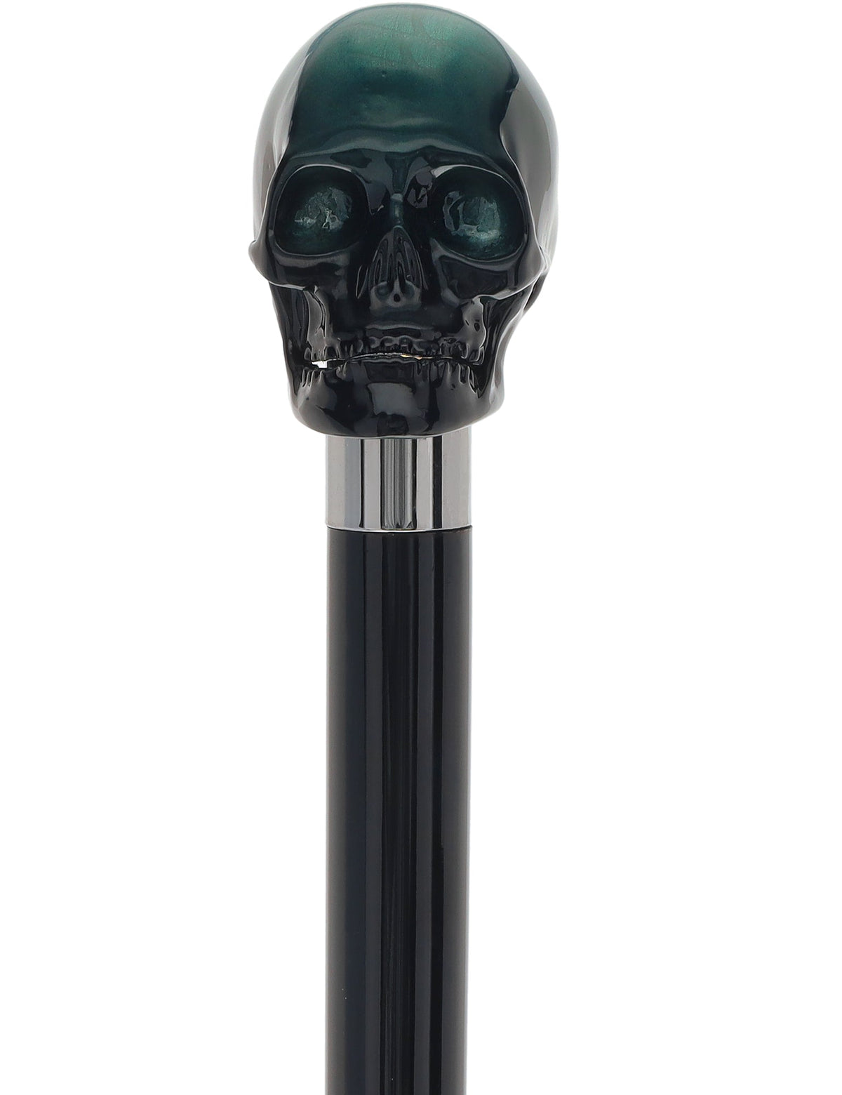 Mystic Emerald Skull Head Walking Stick with Beech wood shaft Alpaca Silver Walking Sticks - Tophatter Daily Deals