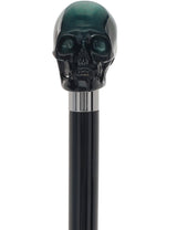 Mystic Emerald Skull Head Walking Stick with Beech wood shaft Alpaca Silver Walking Sticks - Tophatter Daily Deals
