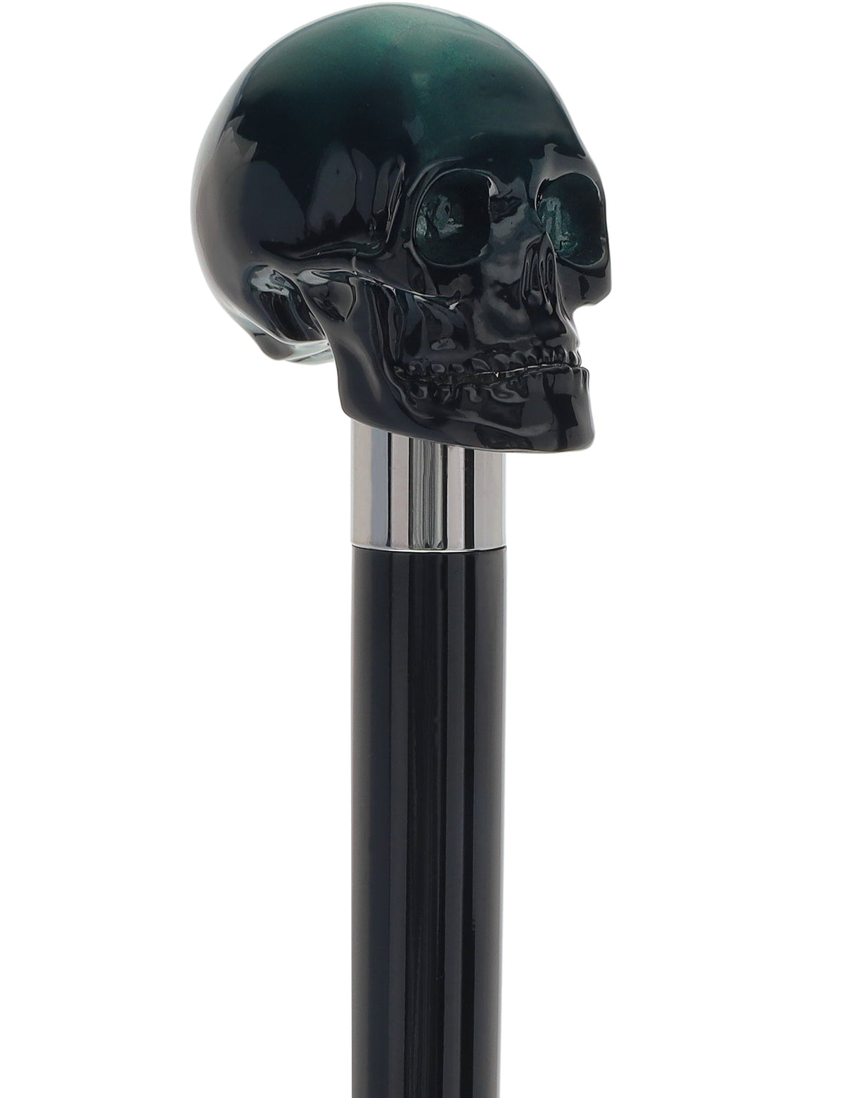 Mystic Emerald Skull Head Walking Stick with Beech wood shaft Alpaca Silver Walking Sticks - Tophatter Daily Deals