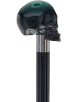 Mystic Emerald Skull Head Walking Stick with Beech wood shaft Alpaca Silver Walking Sticks - Tophatter Daily Deals