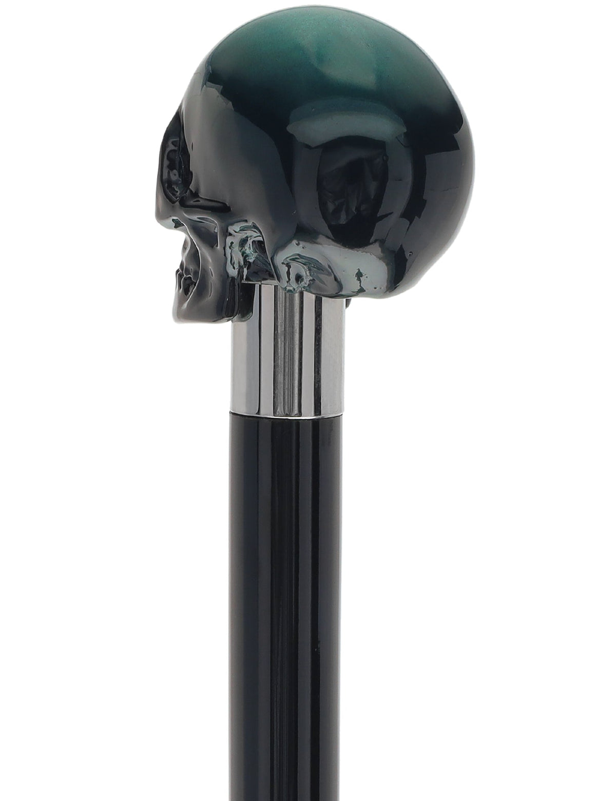 Mystic Emerald Skull Head Walking Stick with Beech wood shaft Alpaca Silver Walking Sticks - Tophatter Daily Deals