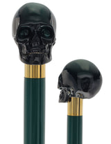 Shaded Green Skull Walking Stick with Green Beech wood shaft Alpaca Silver Walking Sticks - Tophatter Daily Deals
