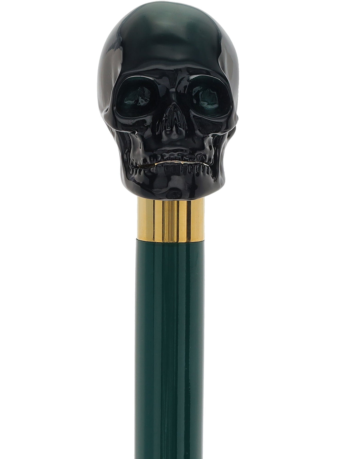 Shaded Green Skull Walking Stick with Green Beech wood shaft Alpaca Silver Walking Sticks - Tophatter Daily Deals