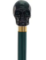 Shaded Green Skull Walking Stick with Green Beech wood shaft Alpaca Silver Walking Sticks - Tophatter Daily Deals