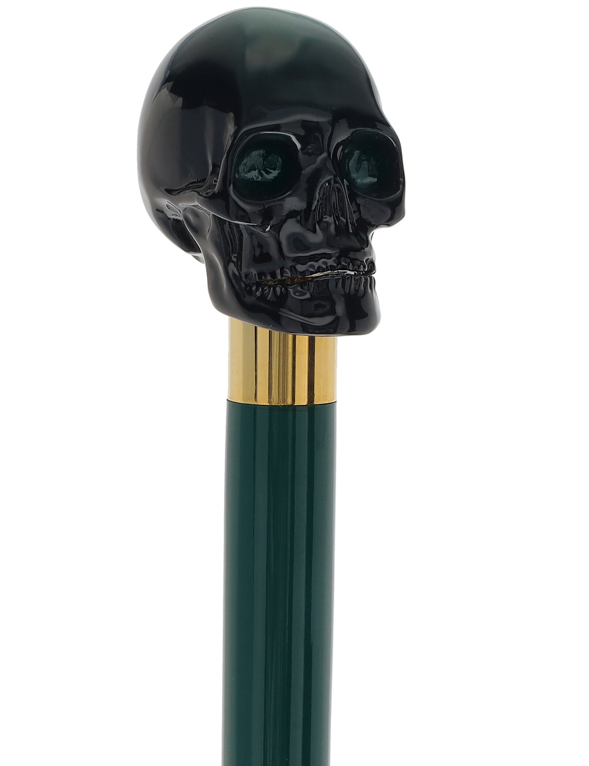 Shaded Green Skull Walking Stick with Green Beech wood shaft Alpaca Silver Walking Sticks - Tophatter Daily Deals