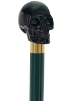 Shaded Green Skull Walking Stick with Green Beech wood shaft Alpaca Silver Walking Sticks - Tophatter Daily Deals