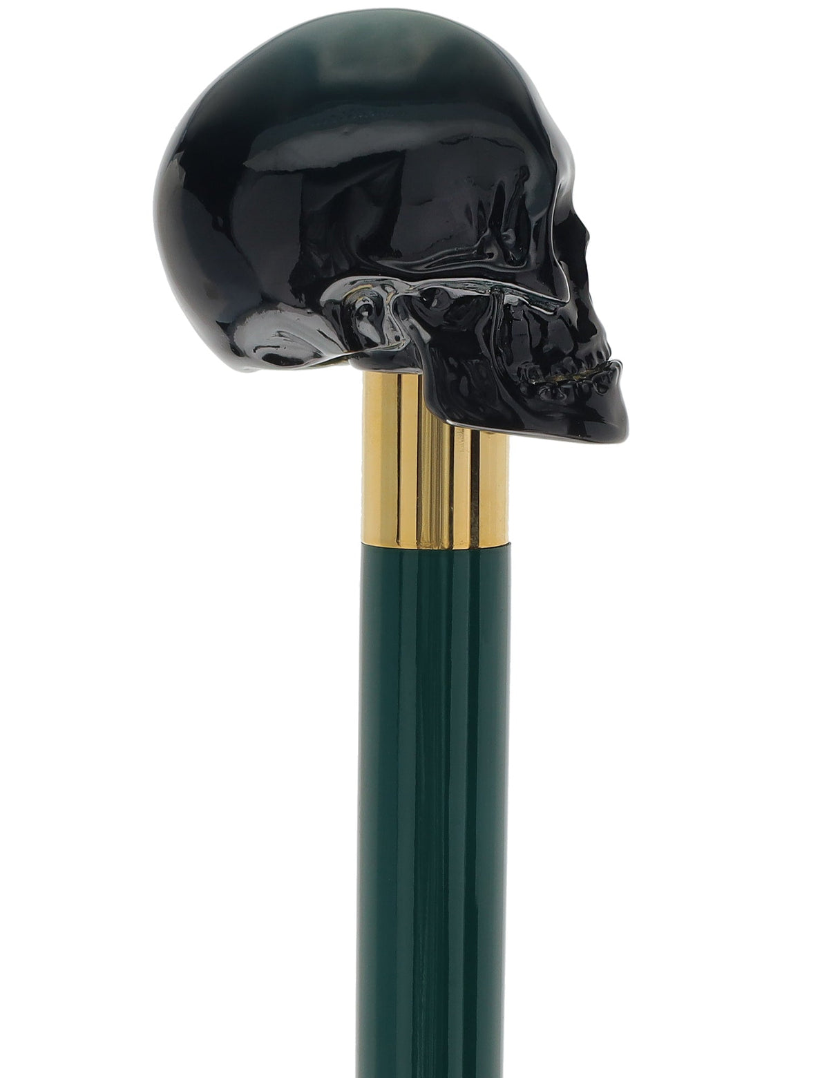 Shaded Green Skull Walking Stick with Green Beech wood shaft Alpaca Silver Walking Sticks - Tophatter Daily Deals