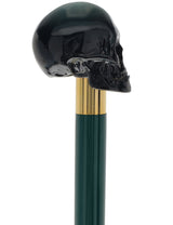 Shaded Green Skull Walking Stick with Green Beech wood shaft Alpaca Silver Walking Sticks - Tophatter Daily Deals