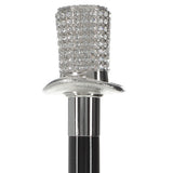Silver 925r Top Hat - Swarovski Elements Walking Cane w/ Black Beechwood Shaft - Tophatter Daily Deals