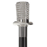 Silver 925r Top Hat - Swarovski Elements Walking Cane w/ Black Beechwood Shaft - Tophatter Daily Deals