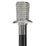 Silver 925r Top Hat - Swarovski Elements Walking Cane w/ Black Beechwood Shaft - Tophatter Daily Deals