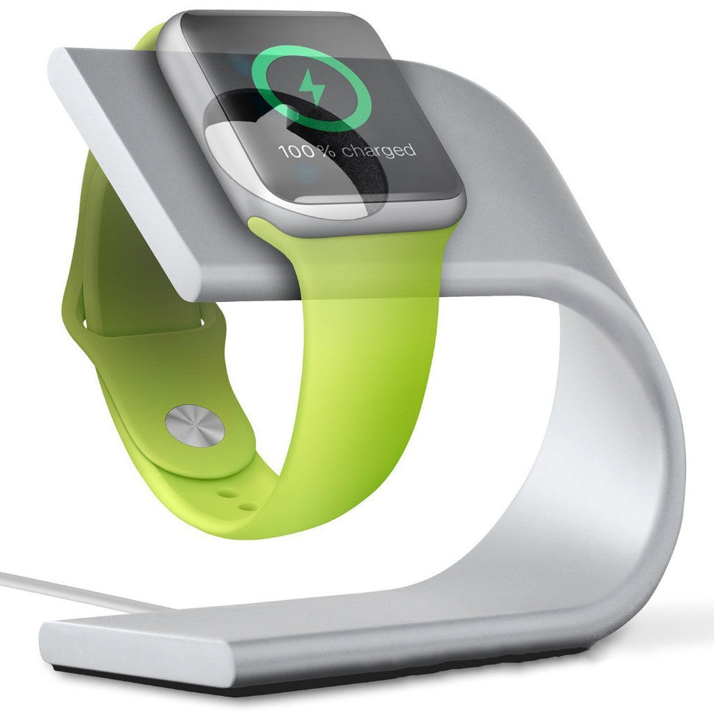 Aluminum alloy U-shaped smart watch charging stand Silver 0 - Tophatter Daily Deals