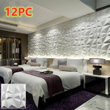 3D solid background wall panel Matte white12pc 30X30 0 - Tophatter Daily Deals