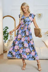 Floral V-Neck A-Line Midi Dress Casual Dresses - Tophatter Daily Deals