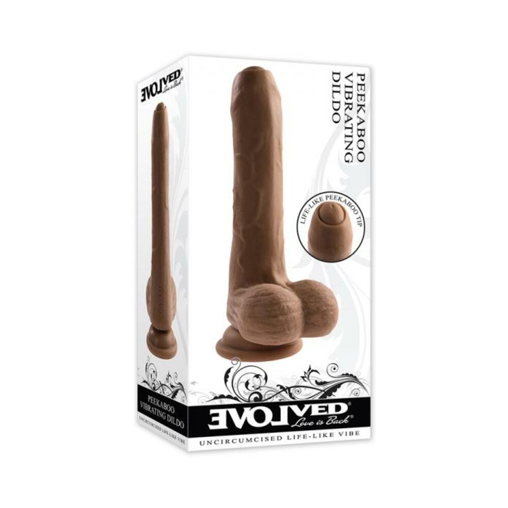 Evolved Peek A Boo Rechargeable Vibrating 8 In. Silicone Uncircumcised Dildo With Power Boost Dark - Tophatter Daily Deals