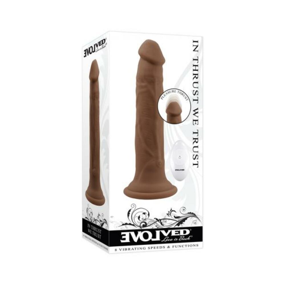 Evolved In Thrust We Trust Rechargeable Silicone Thrusting Vibrating Dildo With Remote Dark - Tophatter Daily Deals