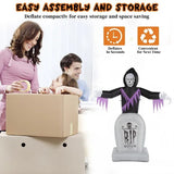 Grim Reaper Inflatable With LED Tombstone Halloween Decor 3D Changing Face Moving Picture Frame - Tophatter Daily Deals