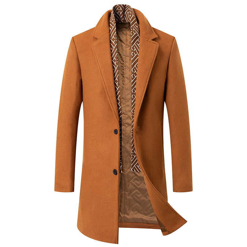 Warm Mens Wool Coat - Mid Length Structured Cut, Winter Camel 3D Changing Face Moving Picture Frame - Tophatter Daily Deals