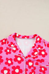 Flower Print Short Sleeve Shirt Pajamas Set Loungewear & Sleepwear/Sleepwear - Tophatter Daily Deals