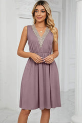 Pocketed V-Neck Wide Strap Dress Lavender Casual Dresses - Tophatter Daily Deals