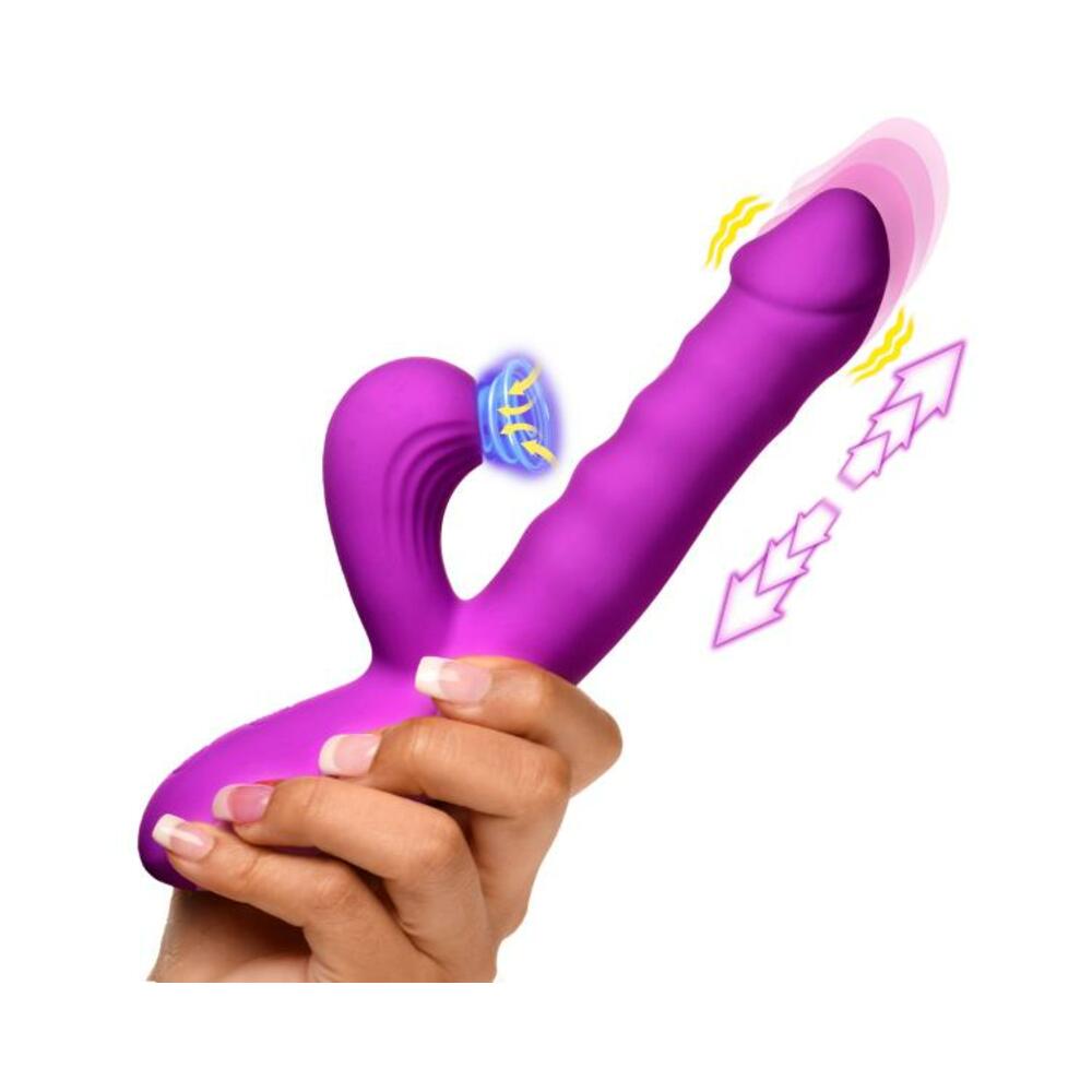 Thrust Wave Thrusting And Sucking Silicone Rabbit Vibrator - Tophatter Daily Deals