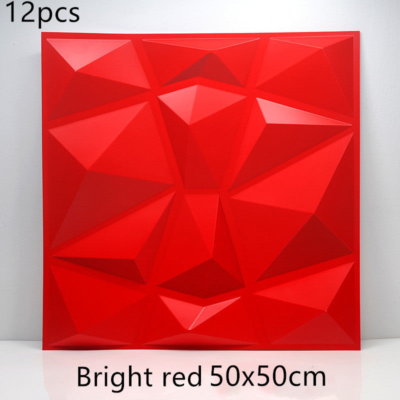 3D solid background wall panel Bright red12pc 50X50 0 - Tophatter Daily Deals