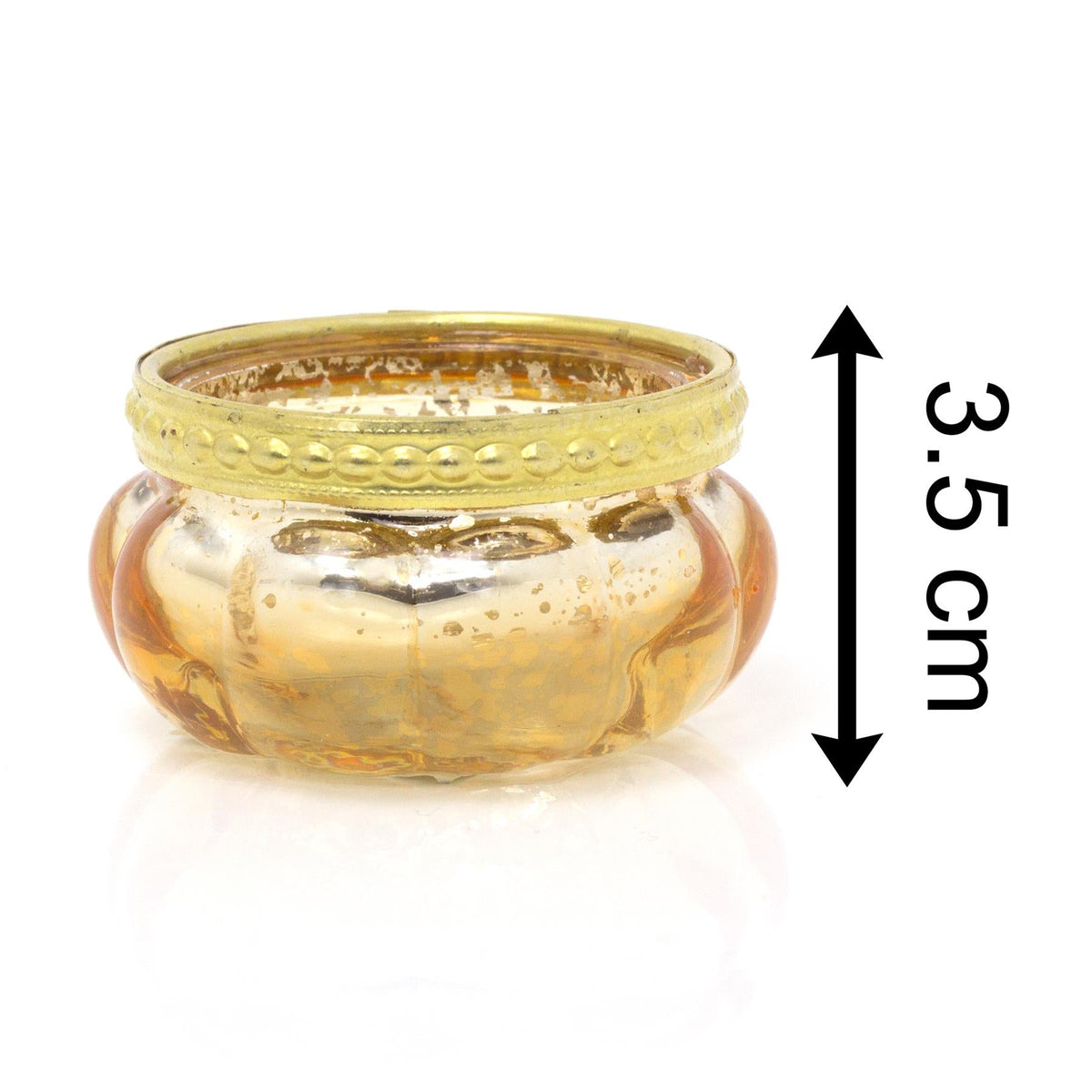 Gold Mercury Effect Glass Tealight Holder | Gold Speckled Tealight Holder | Glass Candle Holder Ribbed Candle Pot Candle Holder - Tophatter Daily Deals