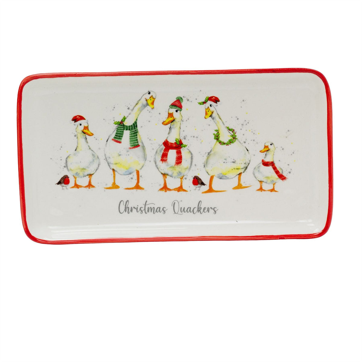 Christmas Quackers Ceramic Duck Plate | Festive Christmas Serving Dish 22x12cm Party Plates - Tophatter Daily Deals