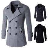 Warm Men's Peacoat - Double Breasted, Woolen Feel, Winter 3D Changing Face Moving Picture Frame - Tophatter Daily Deals