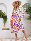 Printed Long Sleeve Midi Dress Casual Dresses - Tophatter Daily Deals