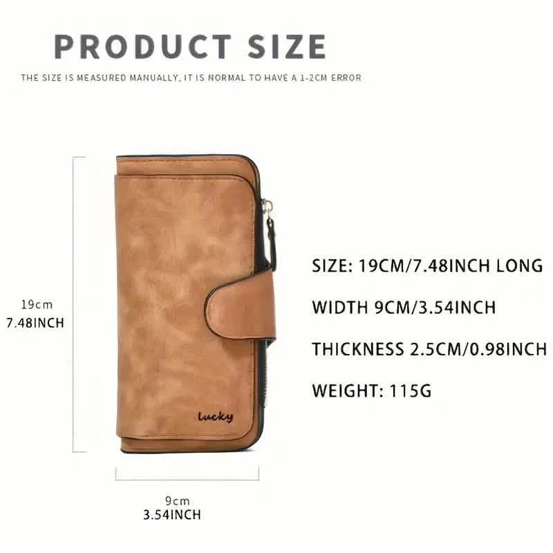 Vintage Faux Leather Long Wallet – Trifold Credit Card Holder with Snap & Zipper Handbags & Wallets - Tophatter Daily Deals