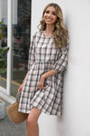 Ivy Lane Plaid Round Neck Mini Dress Casual Dresses - Tophatter Daily Deals