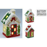 LED Ceramic Christmas House | Light Up House Christmas Village Ornament - 15cm LED Light - Tophatter Daily Deals