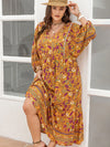 Plus Size Floral V-Neck Balloon Sleeve Midi Dress Casual Dresses - Tophatter Daily Deals