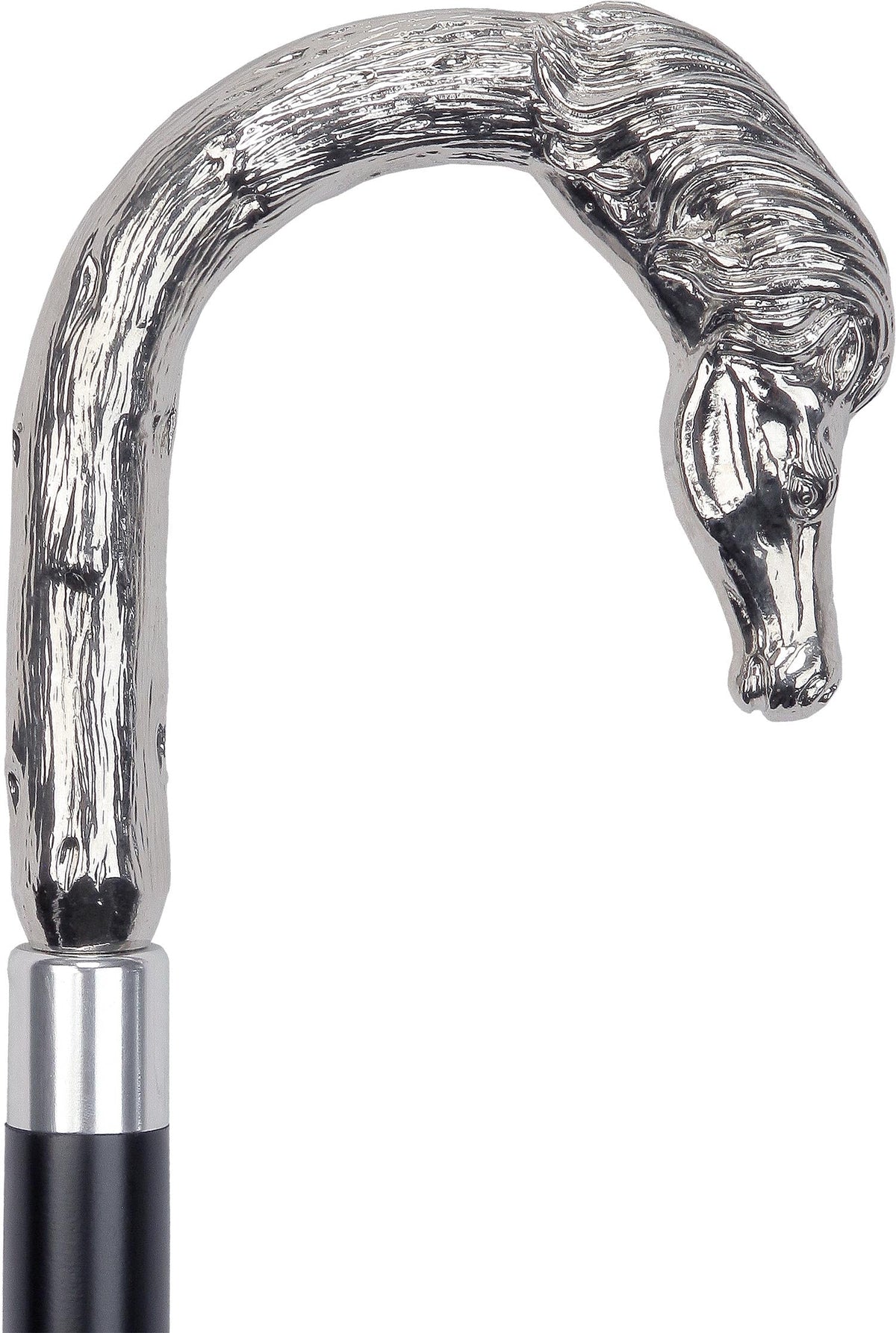 Elegant Nickel Plated Horse Tourist Style Walking Cane- Italian Handle w/custom shaft and collar Horse Walking Canes - Tophatter Daily Deals