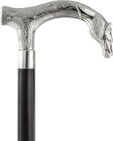 Smooth & Steady Horse Nickel Plated Fritz Handle Cane w/ Custom Shaft & Collar Horse Walking Canes - Tophatter Daily Deals