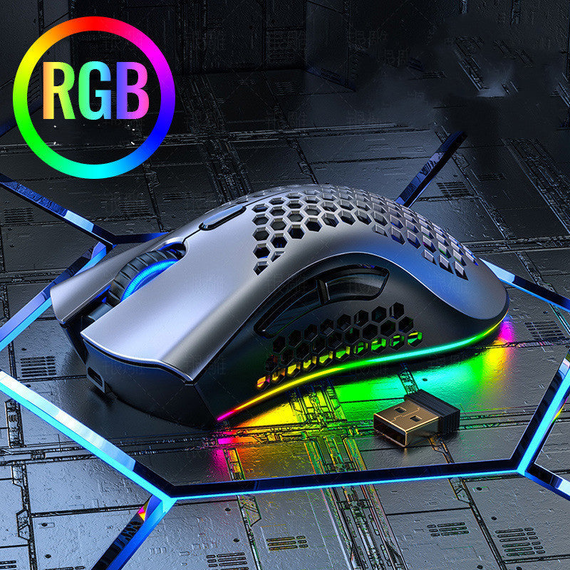 BLACK Silent Wireless Rechargeable Hole Gaming Mouse Grey 0 - Tophatter Daily Deals