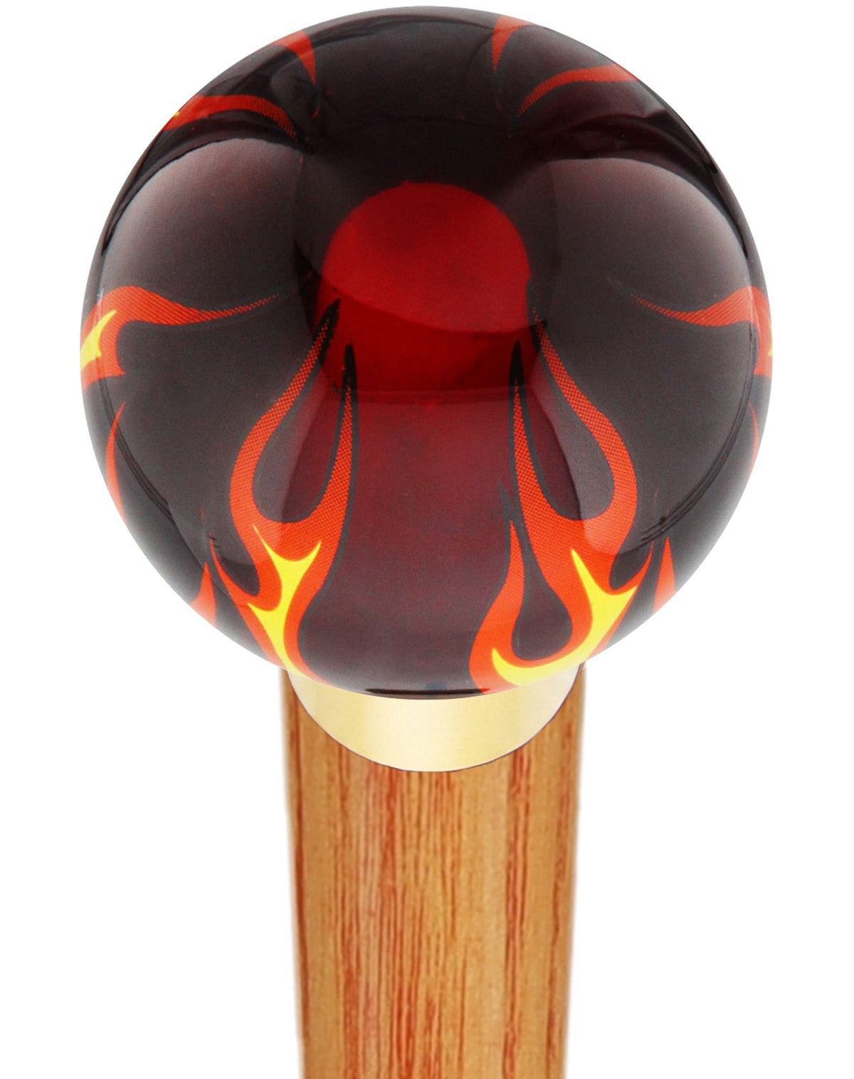 Burst of Flames Red Transparent Round Knob Cane w/ Custom Color Ash Shaft & Collar Orange Skull Walking Canes Dragon Walking Canes - Tophatter Daily Deals