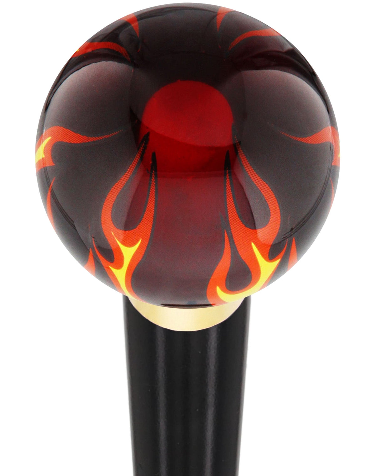 Burst of Flames Red Transparent Round Knob Cane w/ Custom Wood Shaft & Collar Black Beechwood Skull Walking Canes Dragon Walking Canes - Tophatter Daily Deals