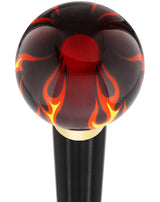 Burst of Flames Red Transparent Round Knob Cane w/ Custom Wood Shaft & Collar Black Beechwood Skull Walking Canes Dragon Walking Canes - Tophatter Daily Deals